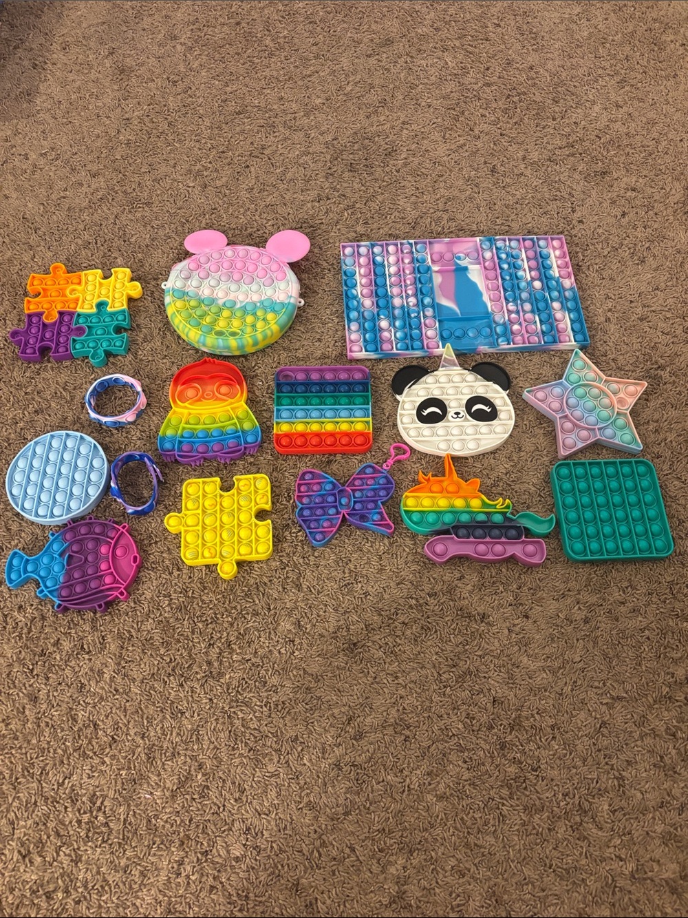 Assorted Rainbow Kids Pop-It Fidget Toys - Multi-Color Sensory Set